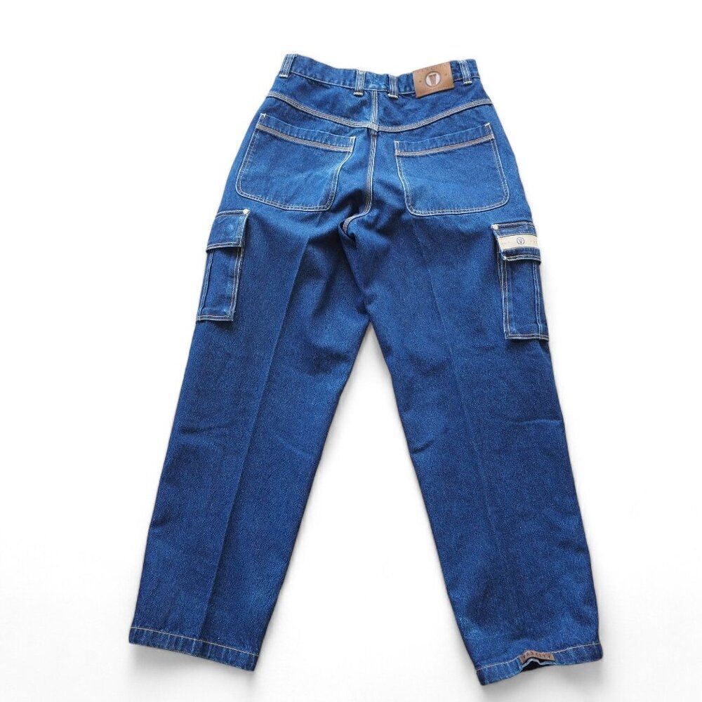 Varcity Vintage 90s Y2K Cargo Heavy Denim Hip Hop / Skate Baggy Jeans Men's 32 - Picture 2 of 14